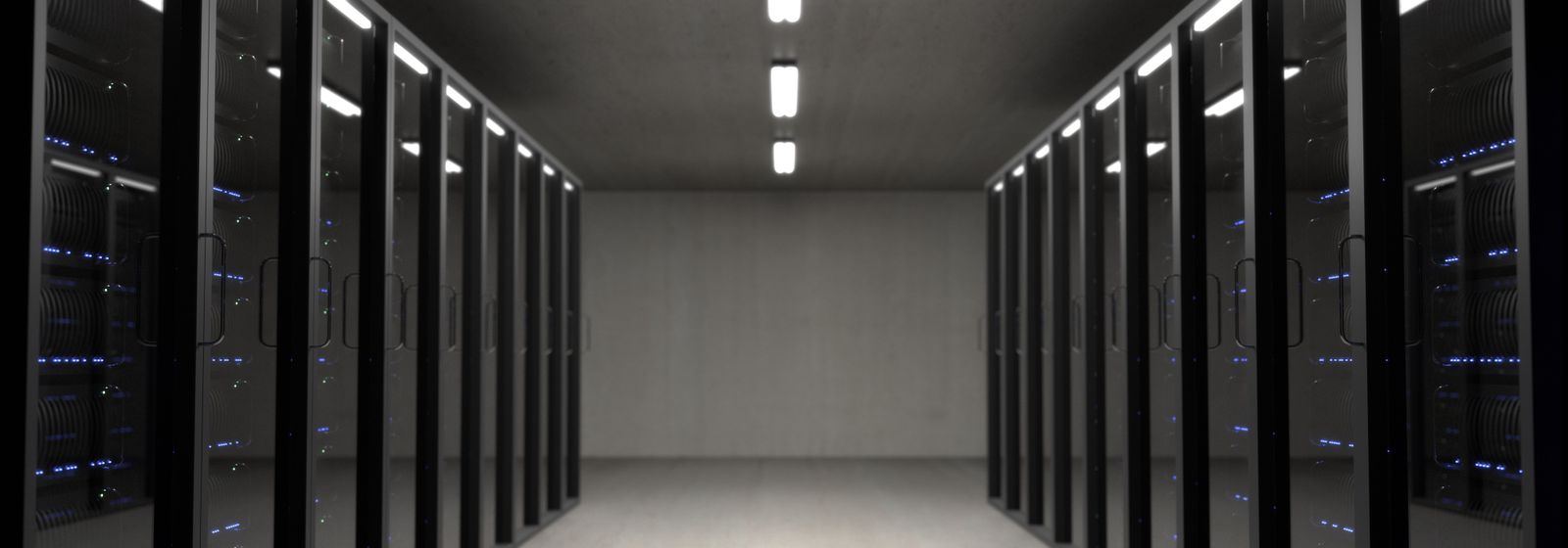 Long corridor of server racks