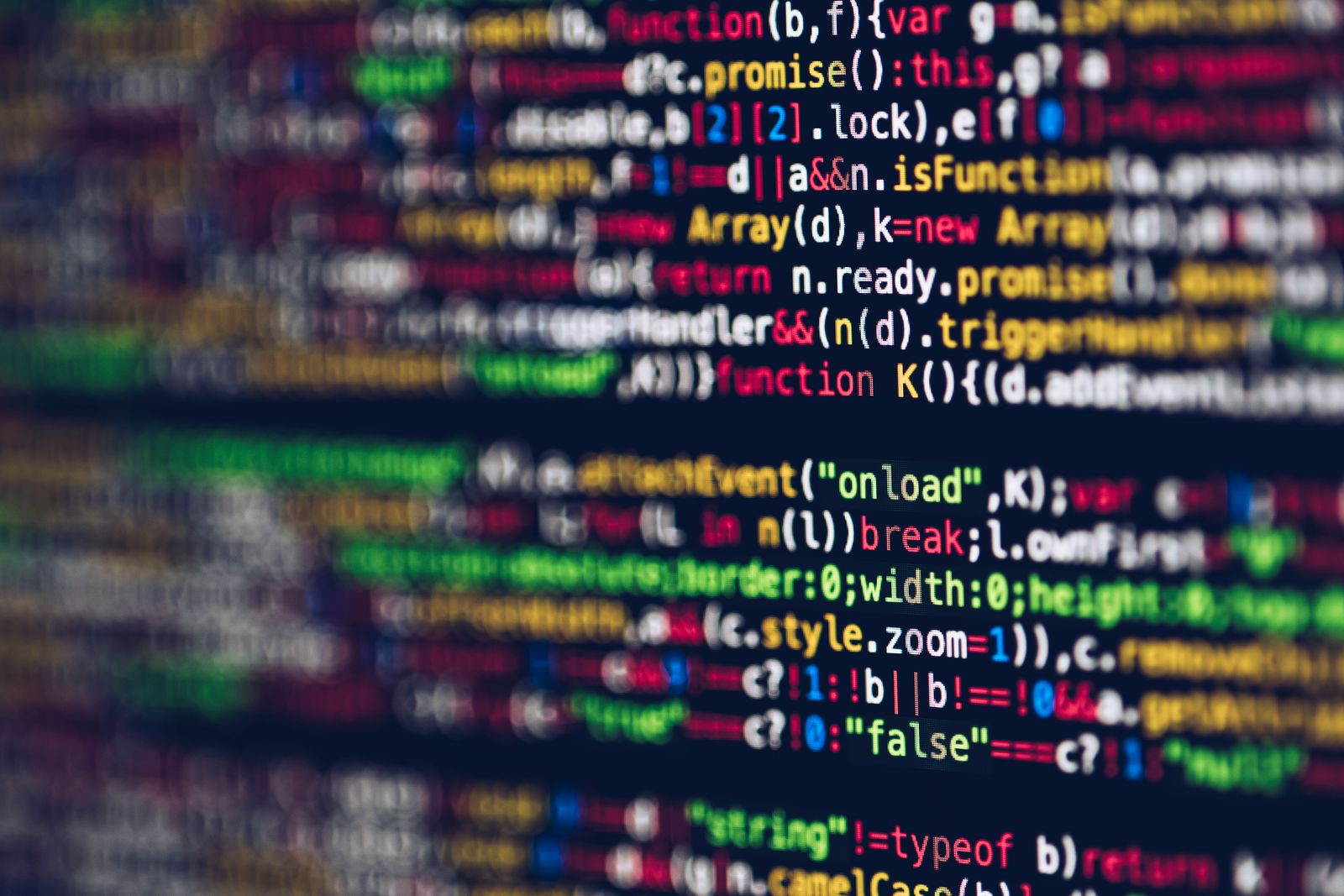 Programming code on a computer screen